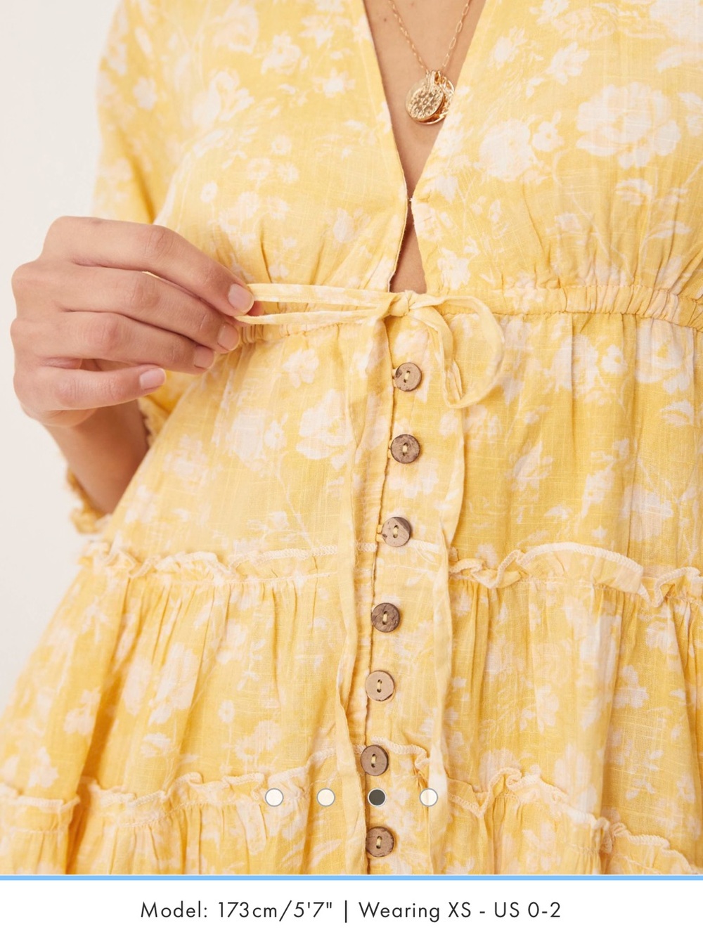 Free People Yellow Floral Button-Front Midi Dress - Picture 2 of 3